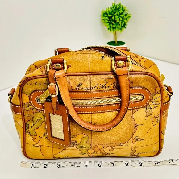 Alviero Martini Brown Map Print purse